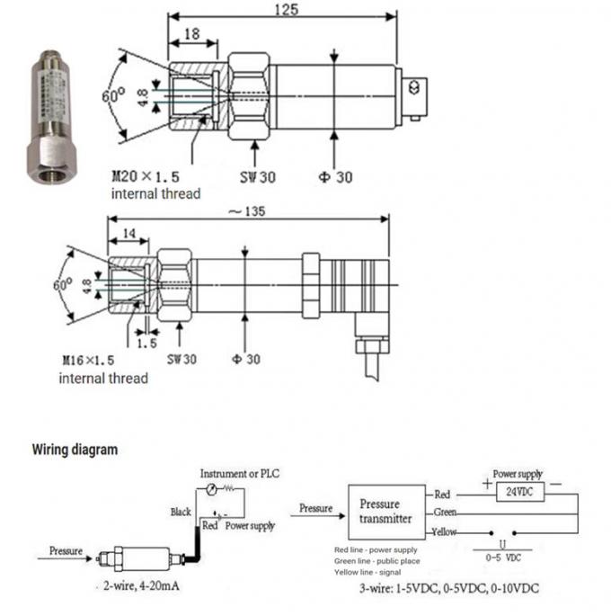 transdutor de pressão 10VDC 1500MPa atmosférica ultra de alta pressão 3